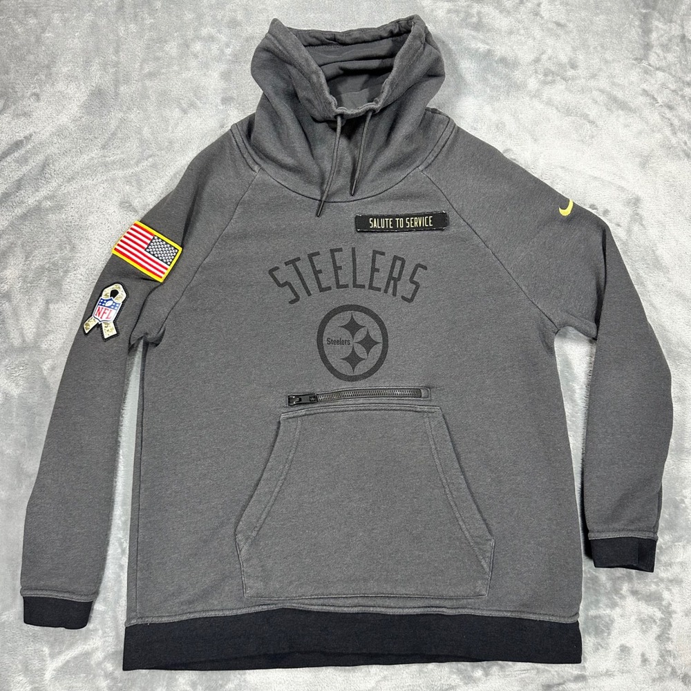 Nike Pittsburgh Steelers Salute to Service Hoodie Mens Medium Gray 803922-060